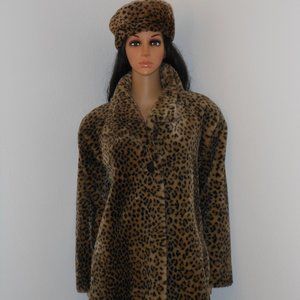 NUCOLLECTIONS LEOPARD PRINT FAUX FUR COAT SIZE MEDIUM
